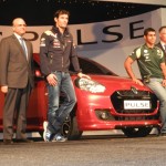 Mark Webber, Karun Chandhok at the Renault Pulse Unveiling