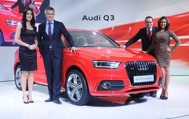 Audi Q3 launched in India at 11th AutoExpo : Katrina Kaif, Lisa Ray, Peter Schwarzenbauer, Michael Perschke