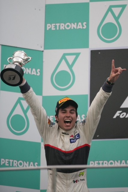 Sergio Pérez finishes second in his Sauber C31-Ferrari in the F1 2012 Malaysian GP