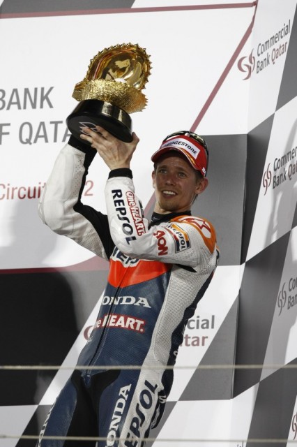 MotoGP 2012 : Casey Stoner , Third On Podium, Repsol Honda Team Qatar Grand Prix Race
