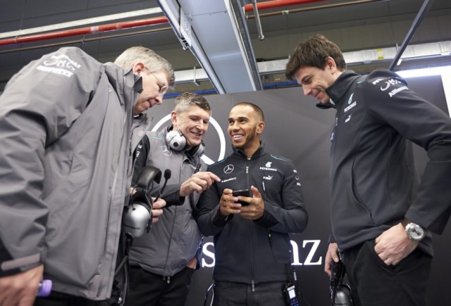 Mercedes AMG Petronas F1 W04 Unveiled at Jerez : Ross Brawn,Lewis Hamilton and Toto Wolff 01
