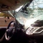 Runaway Wheel Crashes into a Fiesta