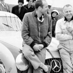 1952 Mercedes-Benz SL Racing Coupe W194 with the mesh to offer protection against 'vulture' related accidents, Seen here are Hans Klenk and Karl Kling