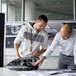 Sebastian Morgenstern (Detail Designer) and Nader Faghihzadeh (Exterior Designer of the BMW 6 Series Coupe) discuss details of the LED headlights