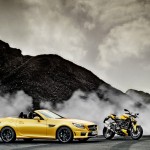 Streetfighter Yellow Mercedes-Benz SLK 55 AMG and Ducati Streetfighter 848