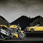 Streetfighter Yellow Mercedes-Benz SLK 55 AMG and Ducati Streetfighter 848