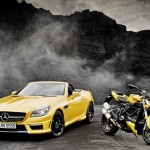 Streetfighter Yellow Mercedes-Benz SLK 55 AMG and Ducati Streetfighter 848