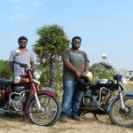 Selva by his Royal Enfield Classic 350 and Saurabh by his '02 Bullet Electra
