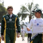 Vitaly Petrov and Heikki Kovalainen in the Paddock : Caterham F1 Team at F1 2012 Malaysian Grand Prix