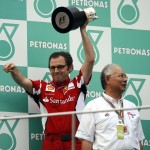 Stefano Domenicali celebrates Scuderia Ferrari's victory at the F1 2012 Malaysian Grand Prix