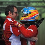 Stefano Domenicali , Fernando Alonso after the F1 2012 Malaysian Grand Prix victory