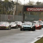 #18 Vita4One, #37 All-Inkl.com Münnich Motorsport, #9 Exim Bank Team China, #1 Hexis Racing on the starting grid at the 2012 FIA GT1 World Championship : Round 2 - Zolder, Belgium
