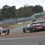 Belgian Audi Club WRT Team scrape at the 2nd round of the 2012 FIA GT1 World Championship at Zolder Belgium, Ortelli survived unscathed to finish sixth
