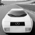 Test drive on the Hockenheim race track: Mercedes-Benz C 111/I with a three-rotor Wankel-engine, 1969 (Photo 02)