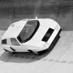 Mercedes-Benz C 111/I with a three-rotor Wankel-engine, on the test track at Untertürkheim, 1969