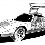Mercedes-Benz research car C 111-II with four-rotor Wankel engine, 1970 : Design Sketch Front 3/4