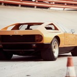 Mercedes-Benz research car C 111-II with four-rotor Wankel engine on the Untertürkheim test track, 1970