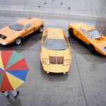 Three generations of the Mercedes-Benz research car C 111: C 111-II, 1970 (in the middle), C 111-I, 1969 (on the left), the first prototyper version of the C 111-I (on the right)