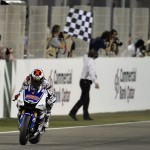 MotoGP 2012 : Jorge Lorenzo, Yamaha Factory Racing, crossing the finish line at Qatar Grand Prix Race (Photo 03)