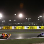 MotoGP 2012 : Casey Stoner, Repsol Honda Team at the Qatar Grand Prix Race, ahead of Jorge Lorenzo for most of the race