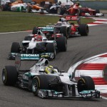 Nico Rosberg, trailed by Michael Schumacher, Mercedes AMG Petronas : 2012 Formula 1 Chinese Grand Prix Photo 10