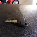 Vespa key on the art leather seats