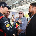 Mark Webber, Christian Horner, George Lucas, Mellody Hobson, Cuba Gooding Jr in the Red Bull Racing Team Energy Station 2012 Formula 1 Monaco Grand Prix
