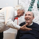 Bernie Ecclestone, CEO, FOM talks with Sir Frank Williams, Team Principal, Williams F1 during an event to celebrate his 70th Brirthday