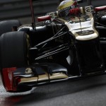 Romain Groesjean Lotus Renault E20 at Monaco, Practice