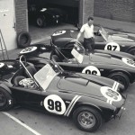 Carroll Shelby with the 3 Cobra roadsters that would win the 1963 USRRC Manufacturer's Championship in 1963