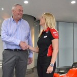 John Booth, Team Principal, Marussia F1 Team congratulates Maria De Villota on signing up with the team