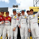 2012 DTM Show Event at the Olympic Stadium, Munich : Adrien Tambay and Timo Scheider ( Audi), Jamie Green, Ralf Schumacher , Christian Vietoris and Gary Paffett ( Mercedes Benz)