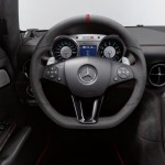 Mercedes Benz SLS AMG Coupe Black Interior: Flat bottom steering wheel with contrast red stitching at 12'O Clock