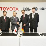 asumori Ihara, Director and Senior Managing Officer, Toyota Motor Corporation; Takeshi Uchiyamada, Executive Vice Chairman and Representative Director, Toyota Motor Corporation; Dr. Herbert Diess, Member of the Board of Management of BMW AG, Development; Klaus Fröhlich, Senior Vice President Product Line small, midsize series of BMW Group.